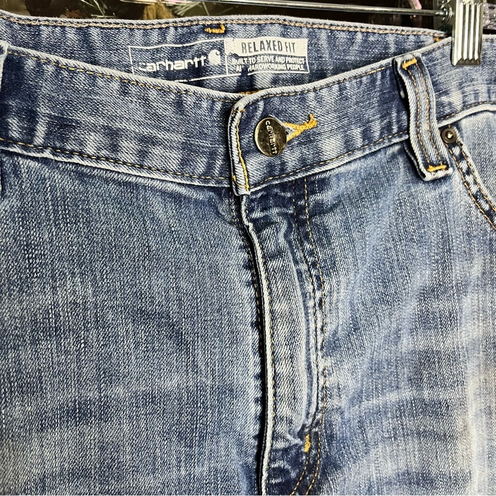 Carhartt Relaxed Fit Men’s Jeans 36x30 Blue Denim – Workwear – Distressed Fade - Picture 5 of 10